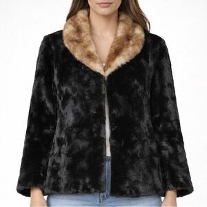 Vintage Sheared Beaver Fur Coat with Mink Collar